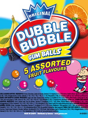 DUBBLE BUBBLE ASSORTED FRUIT 16MM